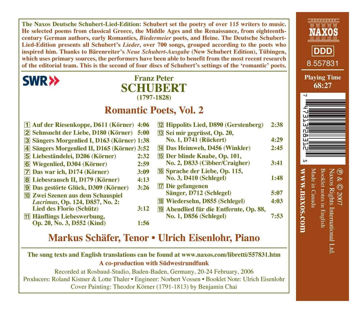 SCHUBERT: Romantic Poets, Vol. 2