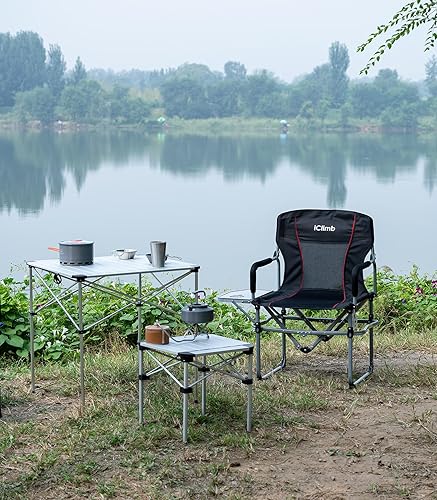 Miniatura 5 de iClimb Mesa ligera y estable de aluminio plegable cuadrada enrollable con bolsa de transporte para acampar, picnic, patios traseros, barbacoa,