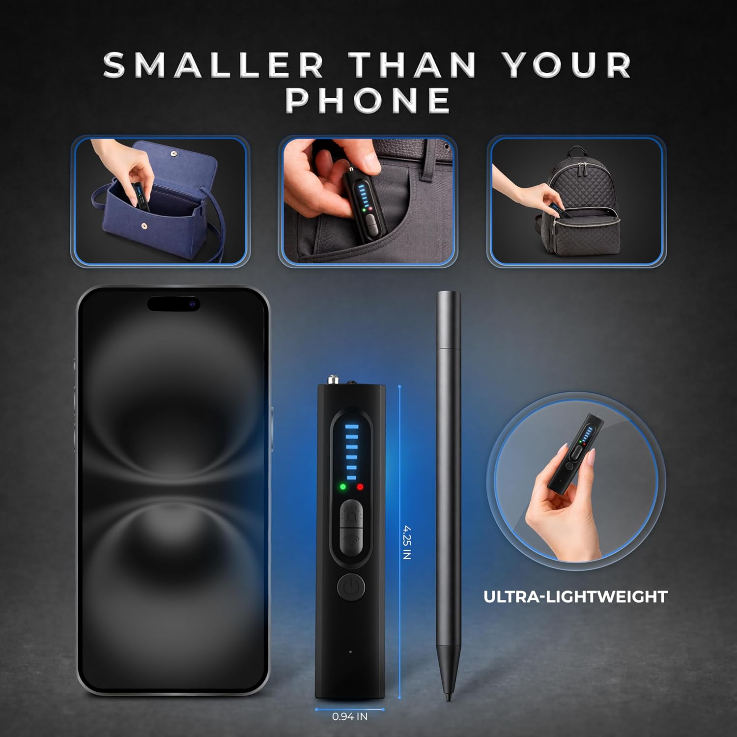 Hidden Camera Detector – RF Signal & Bug Scanner, GPS Tracker Finder for Travel, Hotel, Office, Car Security