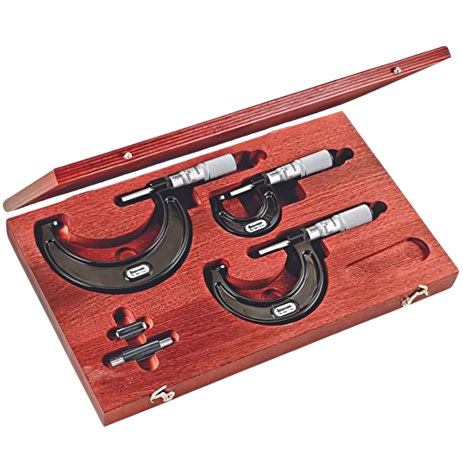 Starrett Outside Micrometer Set with One-Piece Friction Thimble, Satin Chrome Finish and Tapered Frame - Quick and Easy Adjustment, 0-3" Range, .0001" Graduations - ST436.1AXFLZ