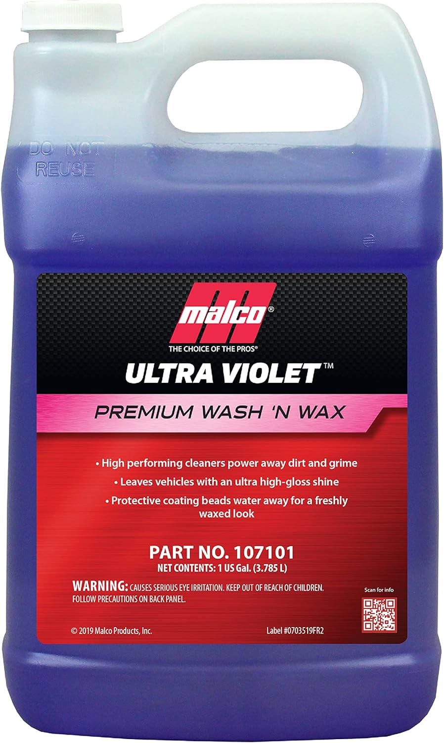 Malco Ultra Violet Premium Wash'n Wax  Best 2-In-1 Car Wash and Wax/Cleans and Provides A Durable, High-Gloss Shine in One Fast and Easy Step / 1 Gallon (107101)