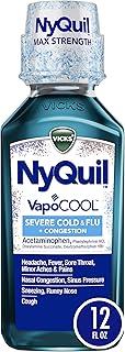 NyQuil VapoCOOL SEVERE Cold, Flu + Congestion Liquid Medicine, Max Stregth 9-Symptom Nighttime Relief, 12 FL OZ