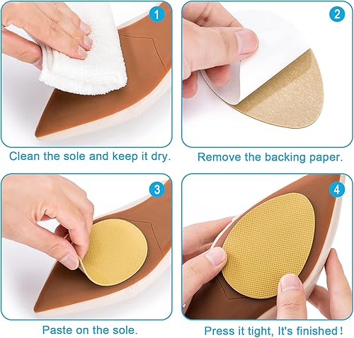 Miniatura 19 de Protector de suela de zapato, 4 protectores autoadhesivos para zapatos de tacón alto, agarres antideslizantes de silicona en la parte inferior