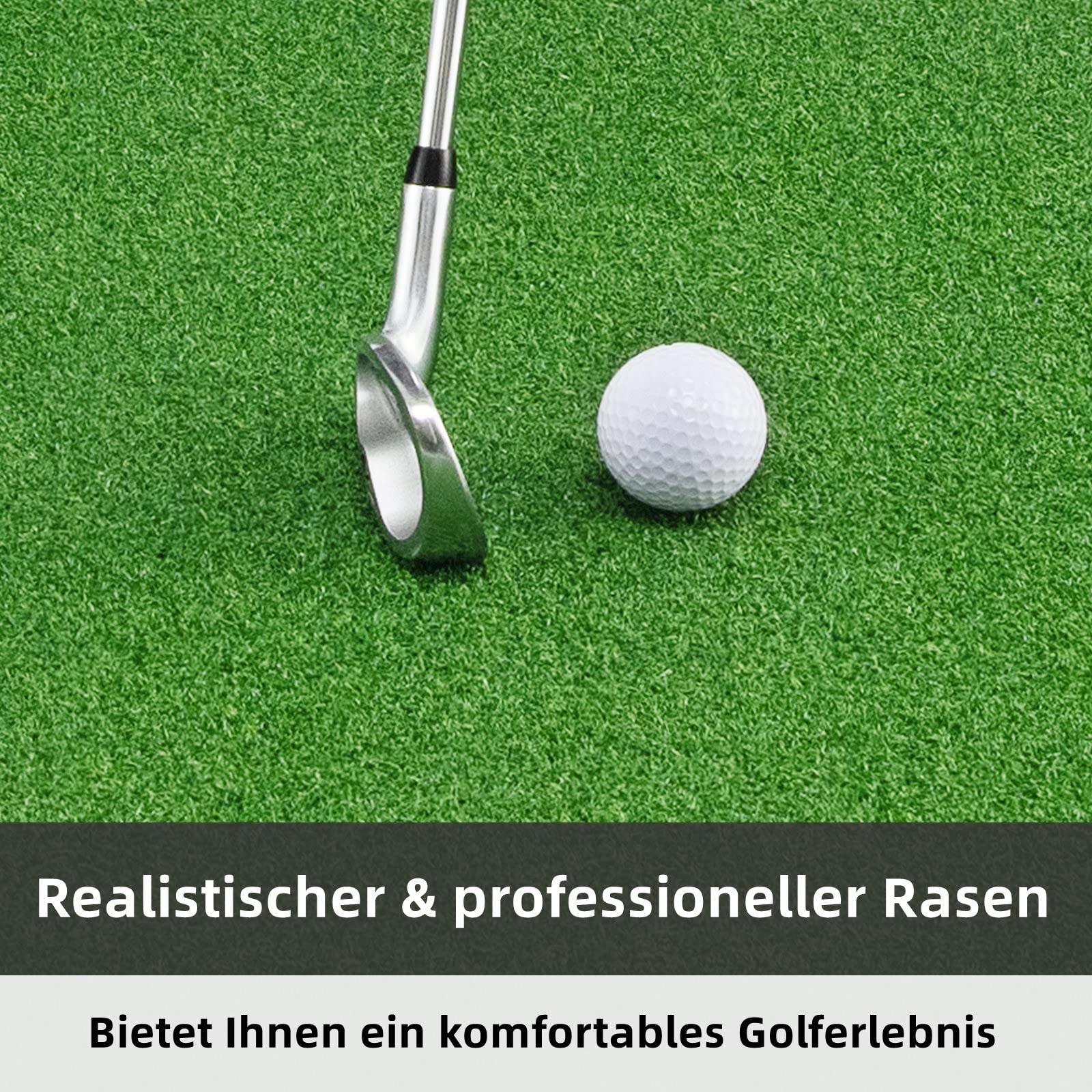 GYMAX Golf Abschlagmatte, 150 x 100 x 2,7 cm, Faltbare Golf Übungsmatte mit 2 Abschlagpositionen & 3 Gummi-Tees, Golf-Schlagmatte für Schwung & Schlatraining, Golfmatte für Indoor & Outdoor