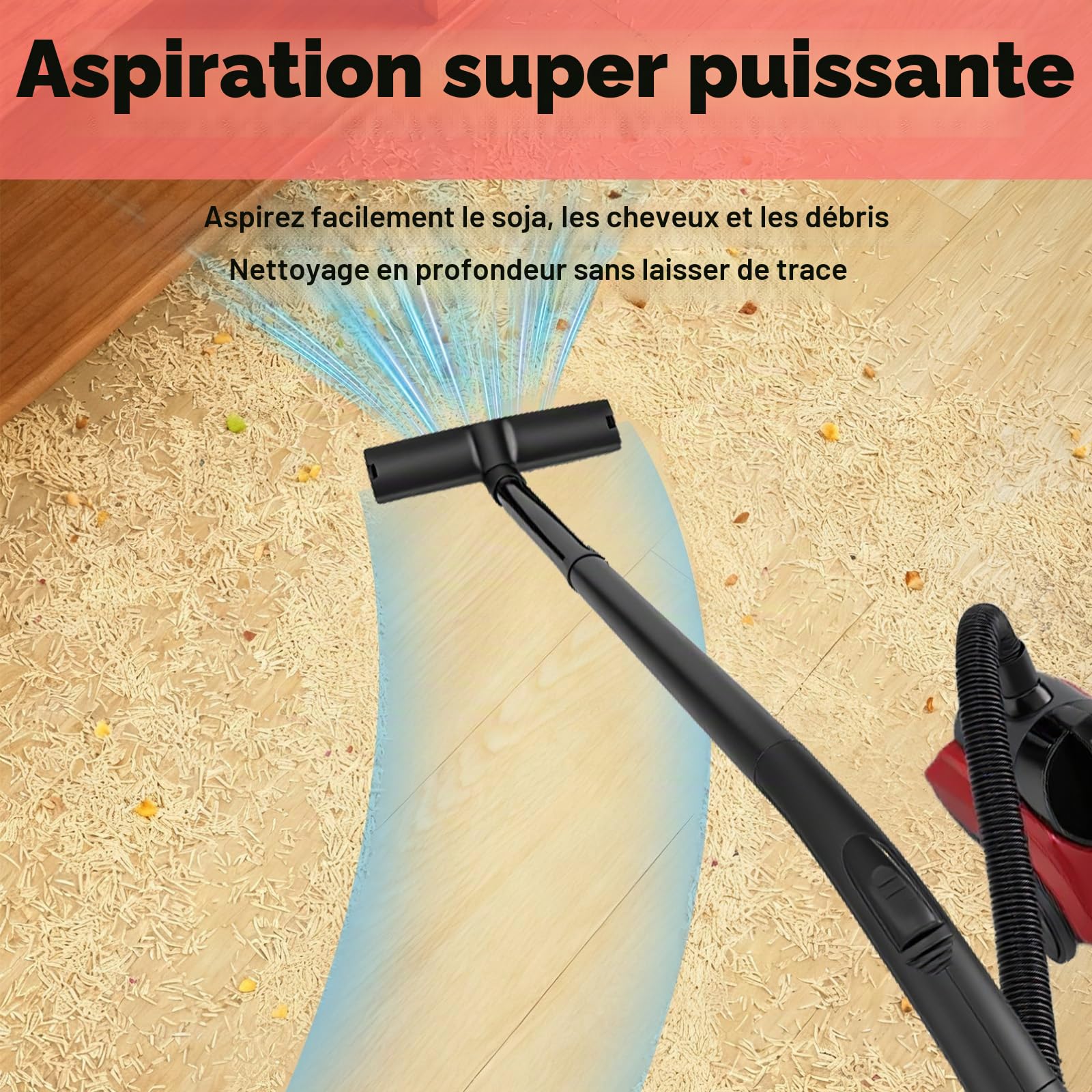 Aspirateur sans Sac 1000 W sans Sac avec Forte Puissance d'Aspiration Tête de Brosse 2 en 1 pour Tapis, Sols Durs et Poils d'animaux