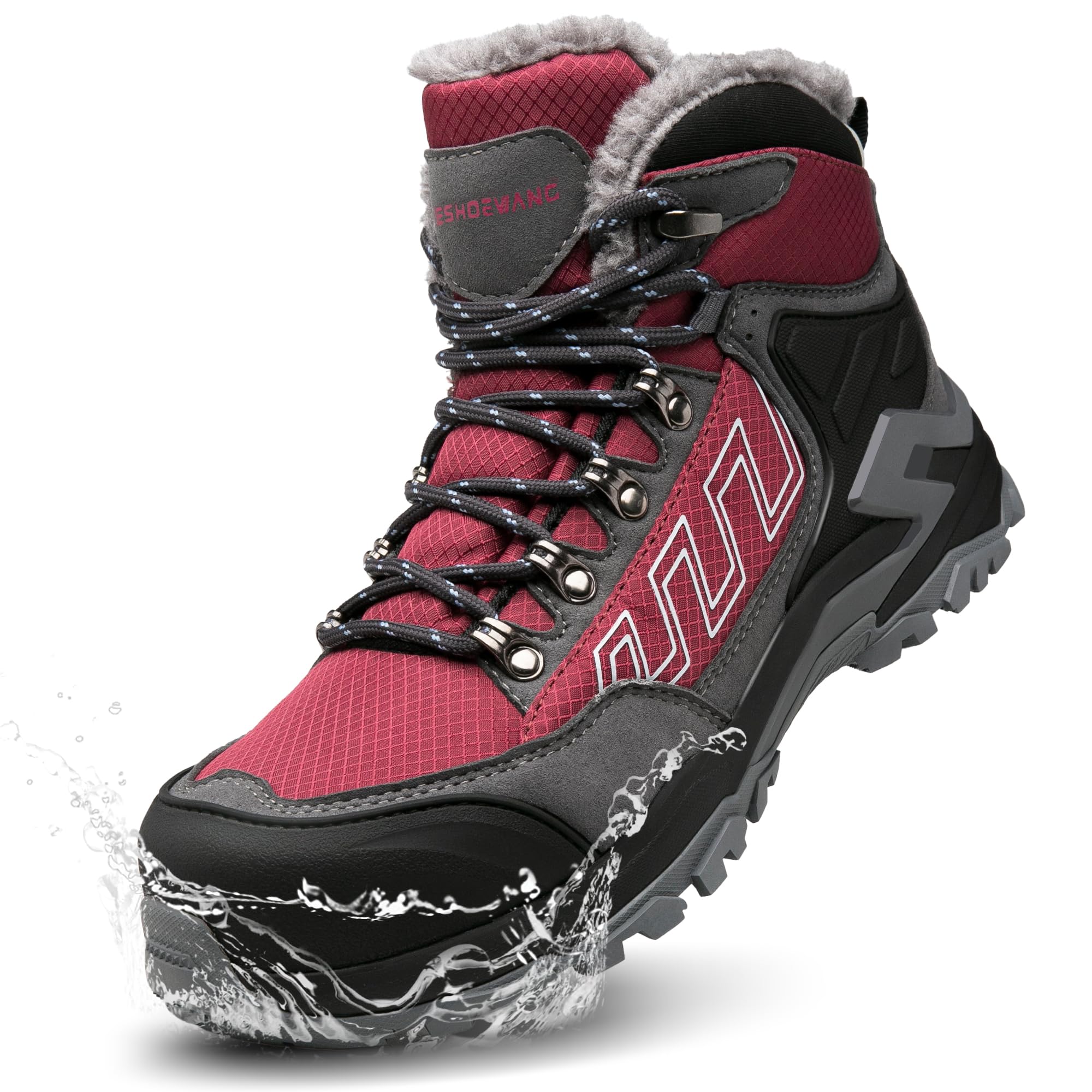 KOIFISH Botas de seguridad para Hombre Mujer Invierno Impermeable Zapatos de Seguridad Punta Compuesta Antideslizante Antiestático Botas de Trabajo con Forro Térmico