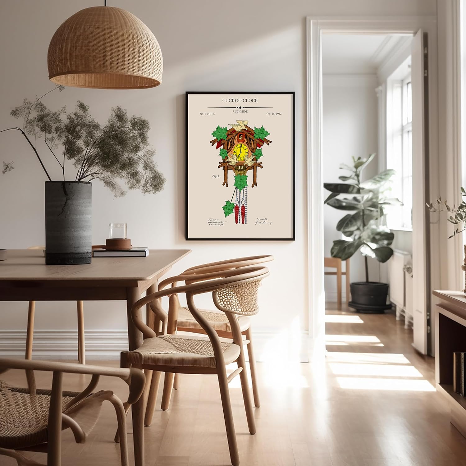 Poster Master Cuckoo Clock Blueprint - Patent Print Wall Art - Mechanical Technical Drawing - Minimal Office or Kid's Room Decor, 18x24 Unframed