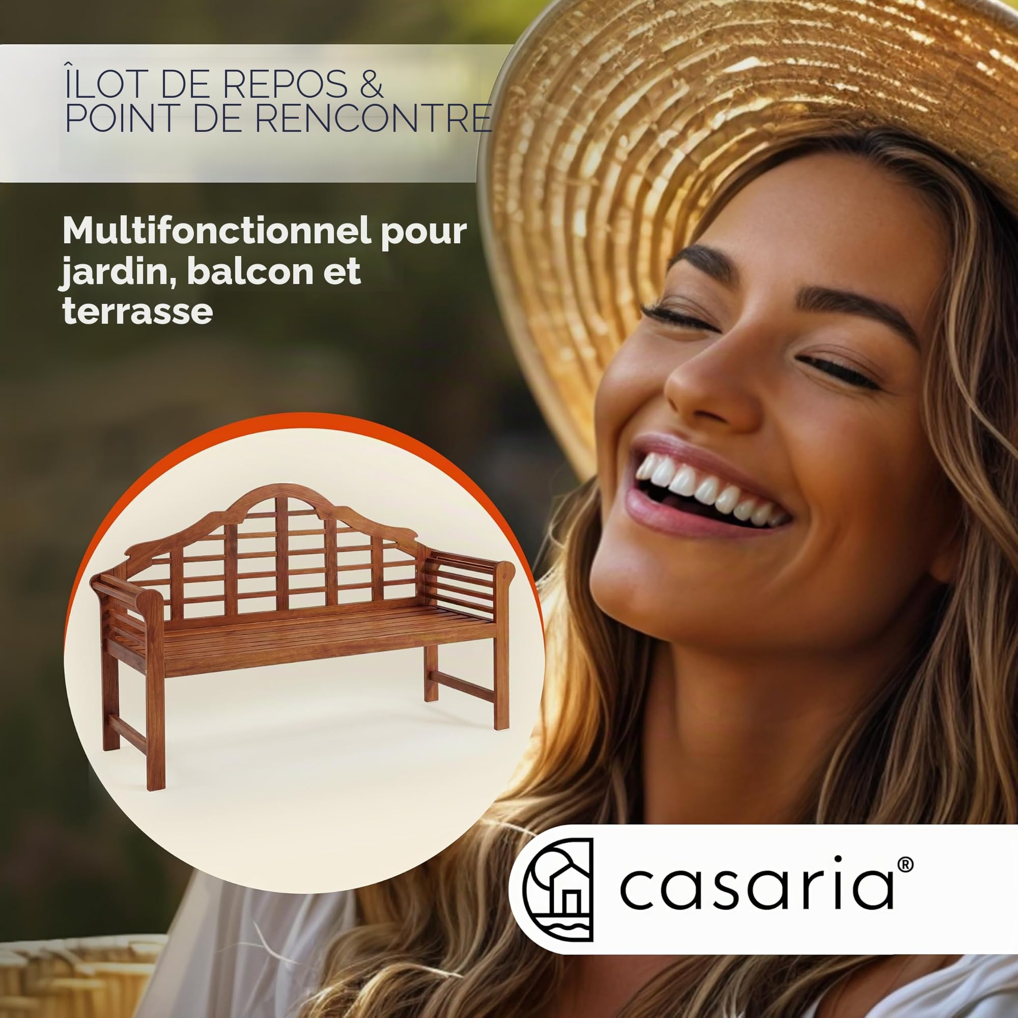 Casaria Banc de Jardin Marlboro en Bois Eucalyptus pré-huilé 2 Places Balcon terrasse extérieur Petit Banc en Bois