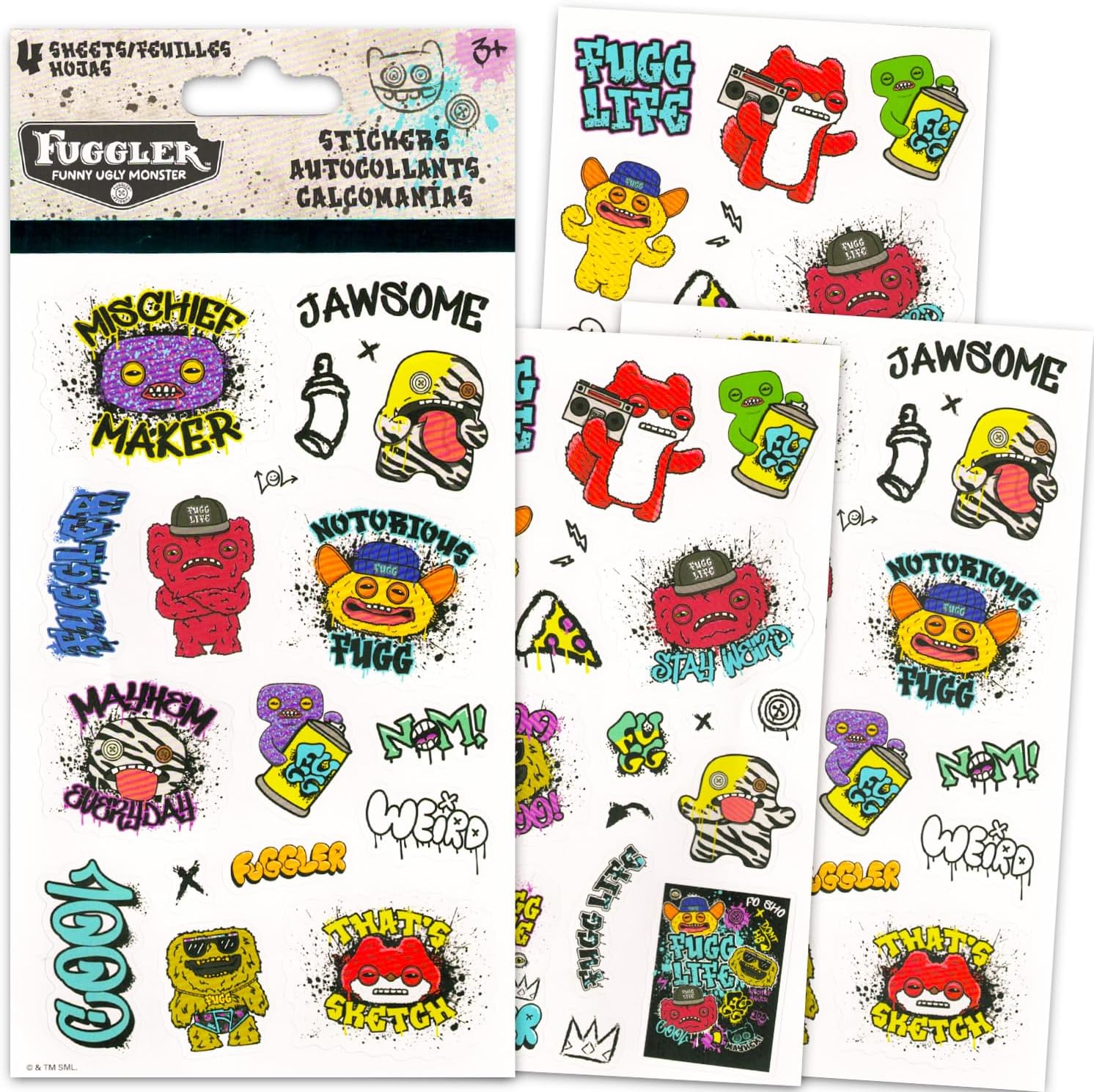 Fuggler Sticker Pack for Kids - Party Favors Bundle with 8 Sticker Sheets for Kids Birthday Party Goodie Bags, Crafts, More | Fuggler Party Supplies Set