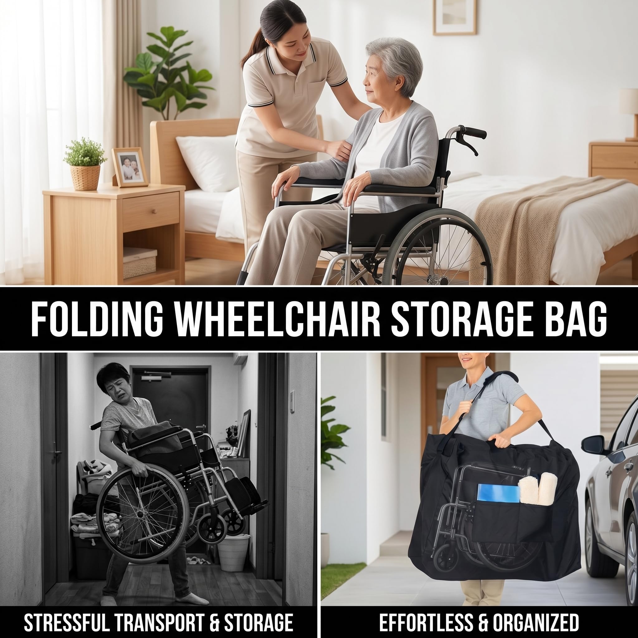 Bolsa de Viaje para Silla de Ruedas Plegable, Silla de Transporte Plegable a Prueba de Agua, Bolso de Mano, Accesorio para Exteriores