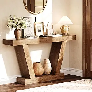 GarveeHome 63-Inch Long Console Table, Wooden Sofa Narrow Entryway Table for Hallway, Behind The Couch, Accent Table for Living Room, Entrance