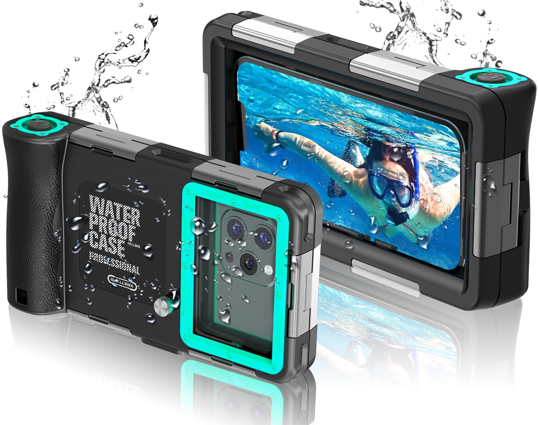 Hllhunkhe Underwater Phone Case for Snorkeling, Diving Phone Case for iPhone 16/15/14/13/12/11 Pro Max/XR/XS/X Samsung Galaxy S24/S23/S22/S21, Professional 50ft Underwater Photo Video Cover, Teal