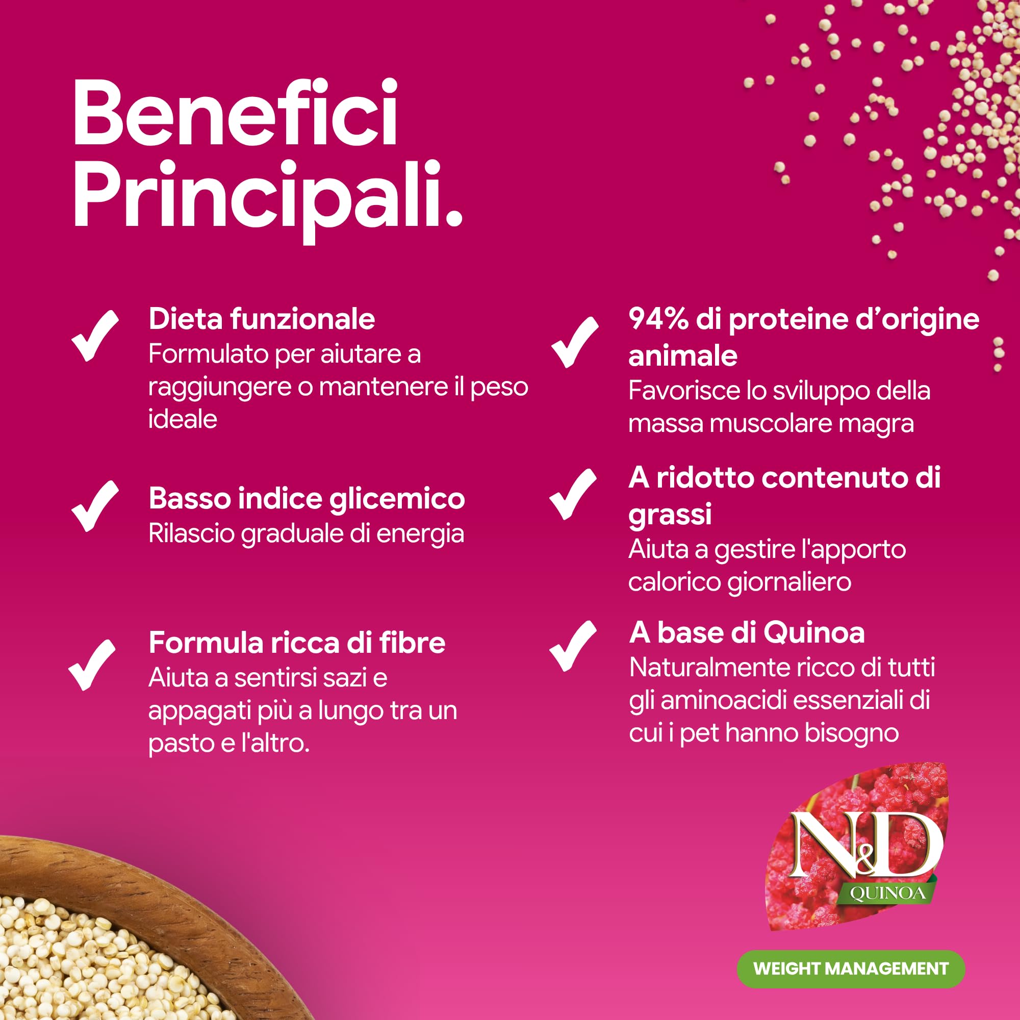 Farmina, N&D Quinoa Weight Management, Agnello, Broccoli e Asparagi, Cane Adult Medium/Maxi, 7kg