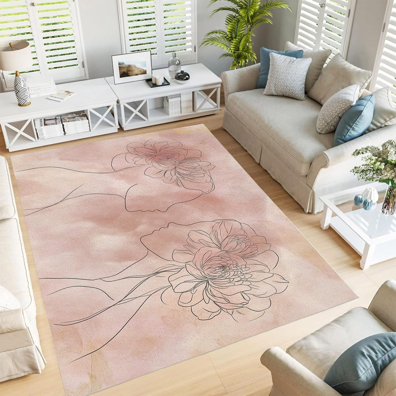 Tapis de chambre doux rose blush pour une ambiance cosy