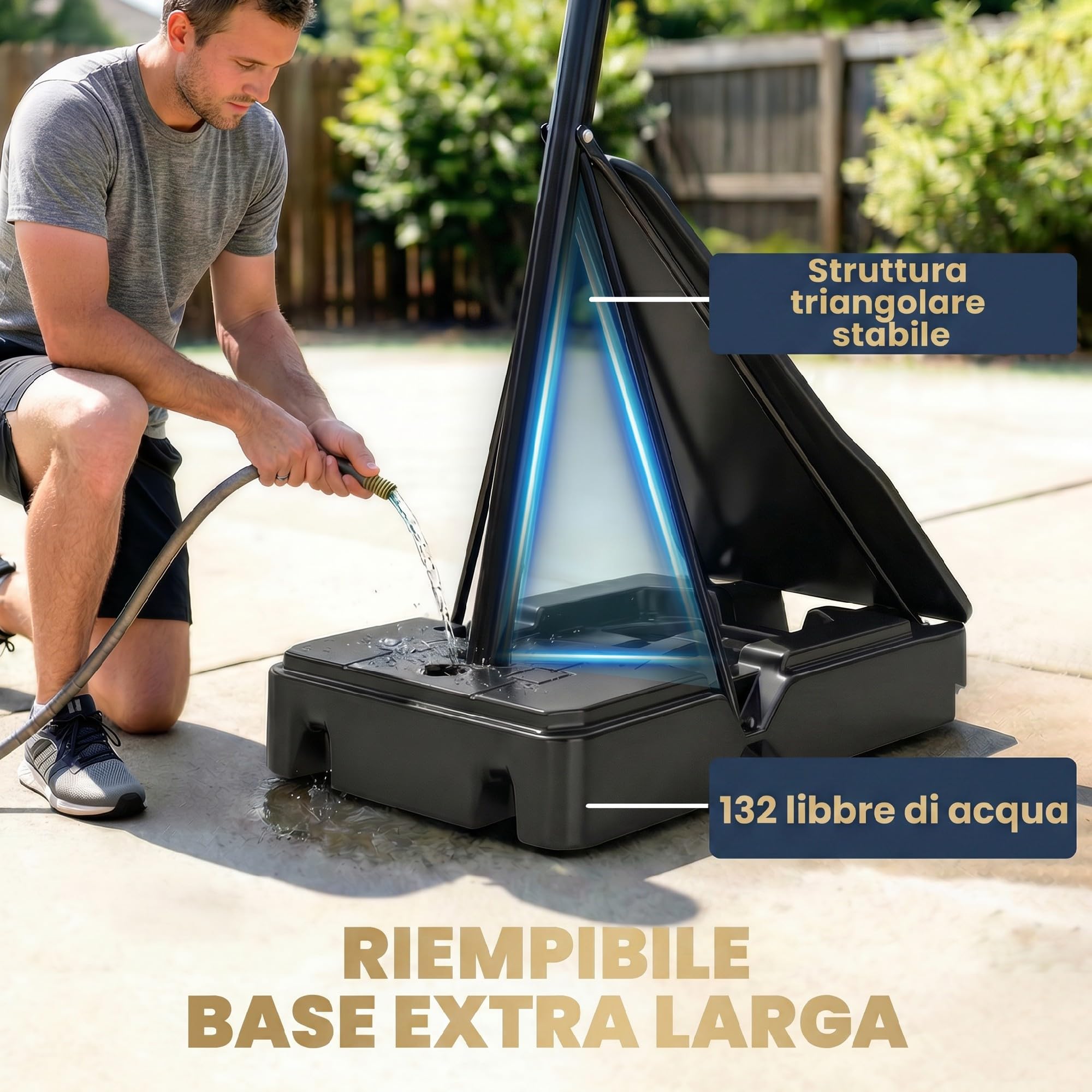 SPORTNOW Canestro Basket Regolabile per Adulti Altezza 2.45-3.05 m, Supporto da Basket Portatile con Ruote, Base Riempibile, Sistema Ritorno, Tabellone Antishock, Uso Interno ed Esterno, Nero