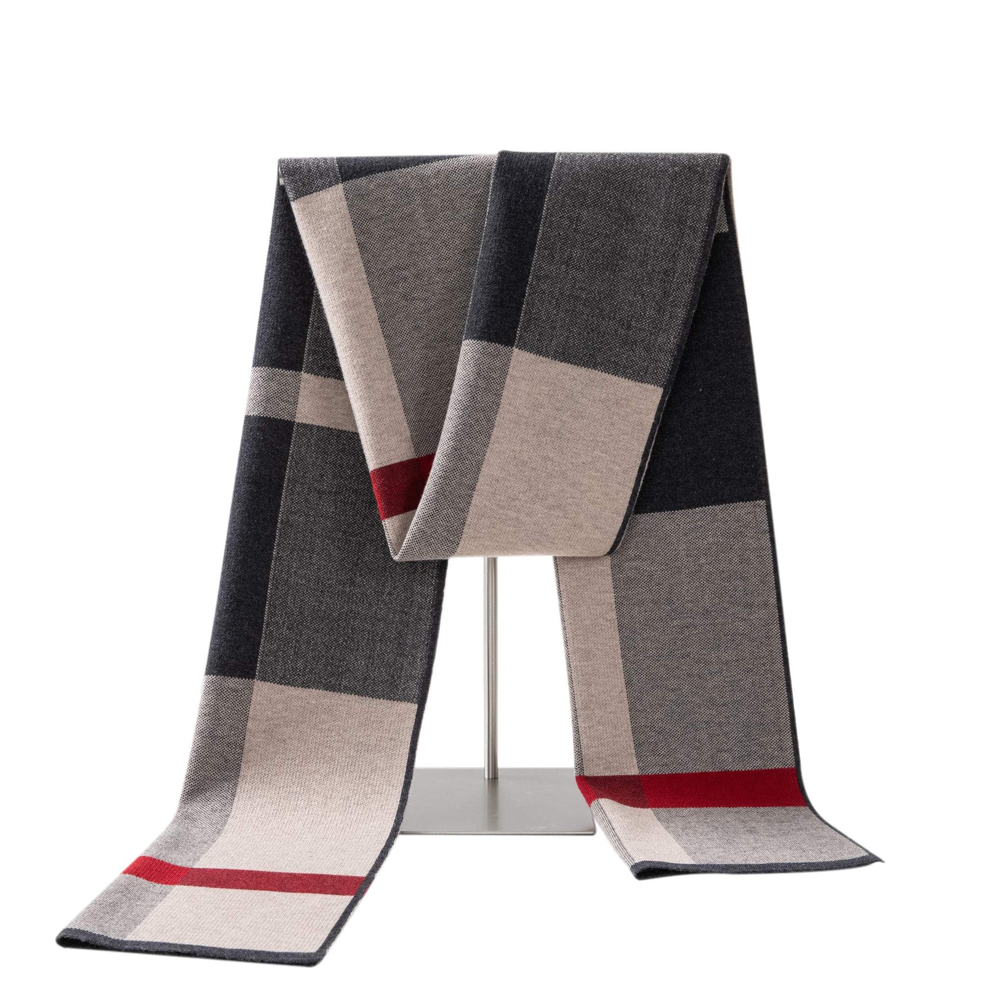 Scarf Men,Men's Merino Wool Scarf,Plaid Winter Warm Thick Soft Neckwear