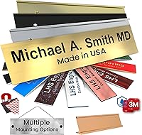 Personalized Engraved Brass Name Plates for Desk Door Signs 2x8 - Custom Brushed Plastic Plaques Made in USA