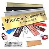 Engraved Name Plates for Desk and Door Signs Personalized Brushed Brass Plastic Nameplate with Black Letters - Made in USA 2x8 M6