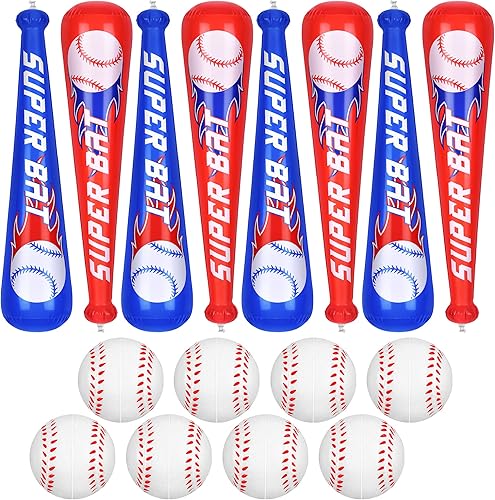 durony Juego de 16 bates de béisbol inflables y mini pelotas de béisbol deportivas de espuma regalos de fiesta de béisbol suministros de fiesta de