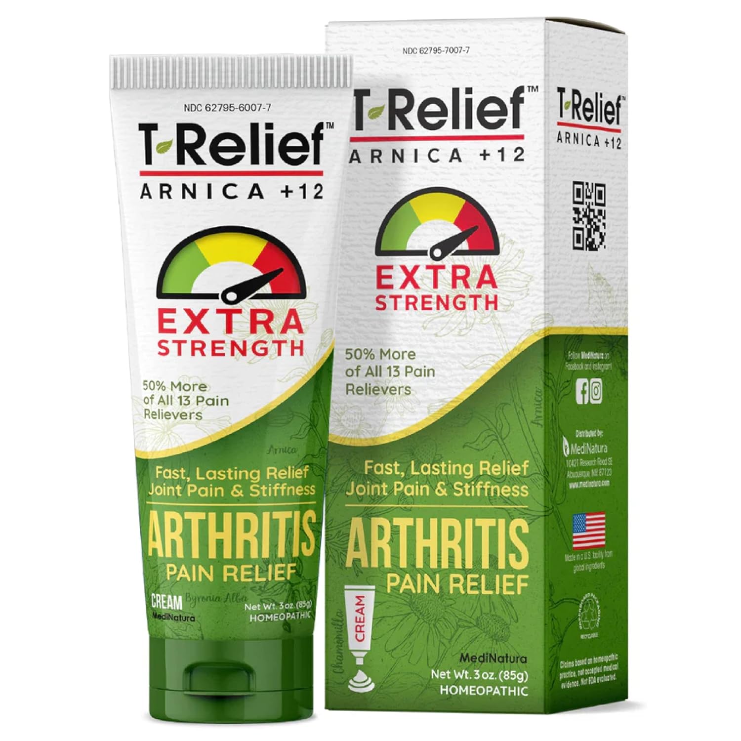T-Relief Extra Strength Arthritis Cream Arnica 12 Pain Relieving Natural Medicines Help Soothe Soreness Stiffness Aches Pains in