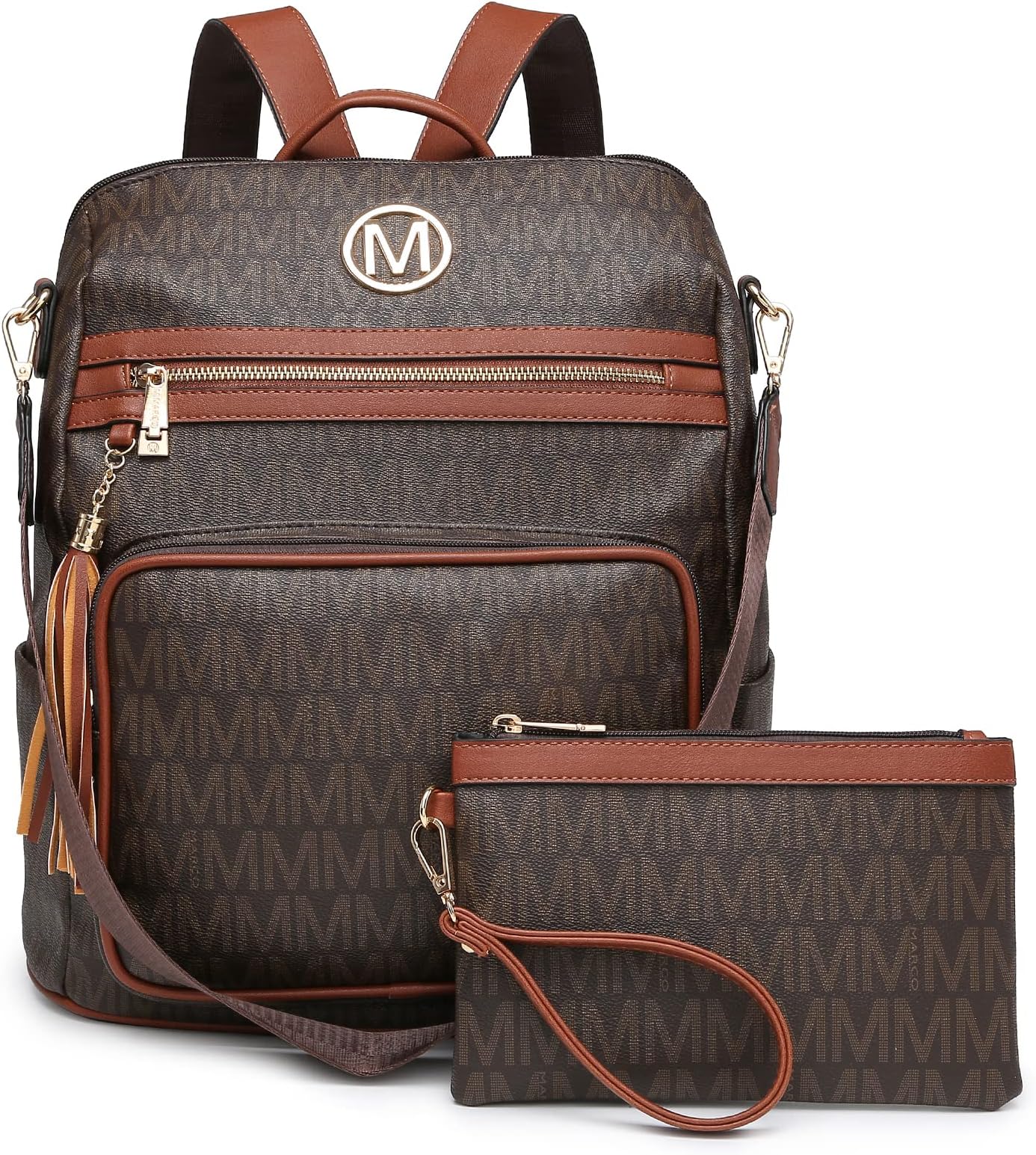 Women Fashion Backpack Purse Convertible Large Rucksack Versatile Travel Shoulder Bags Handbag Set with Tassel