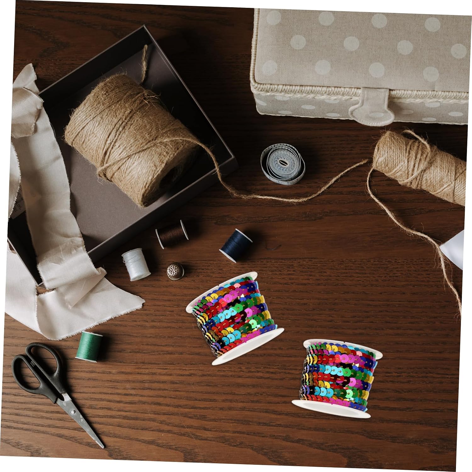 OSALADI 3sets 5 Rolls Sequin Spool String for Dress and Headband DIY Embellishment Durable Crafting Material for Party Decorating and Costume Making Per 5rolls*3