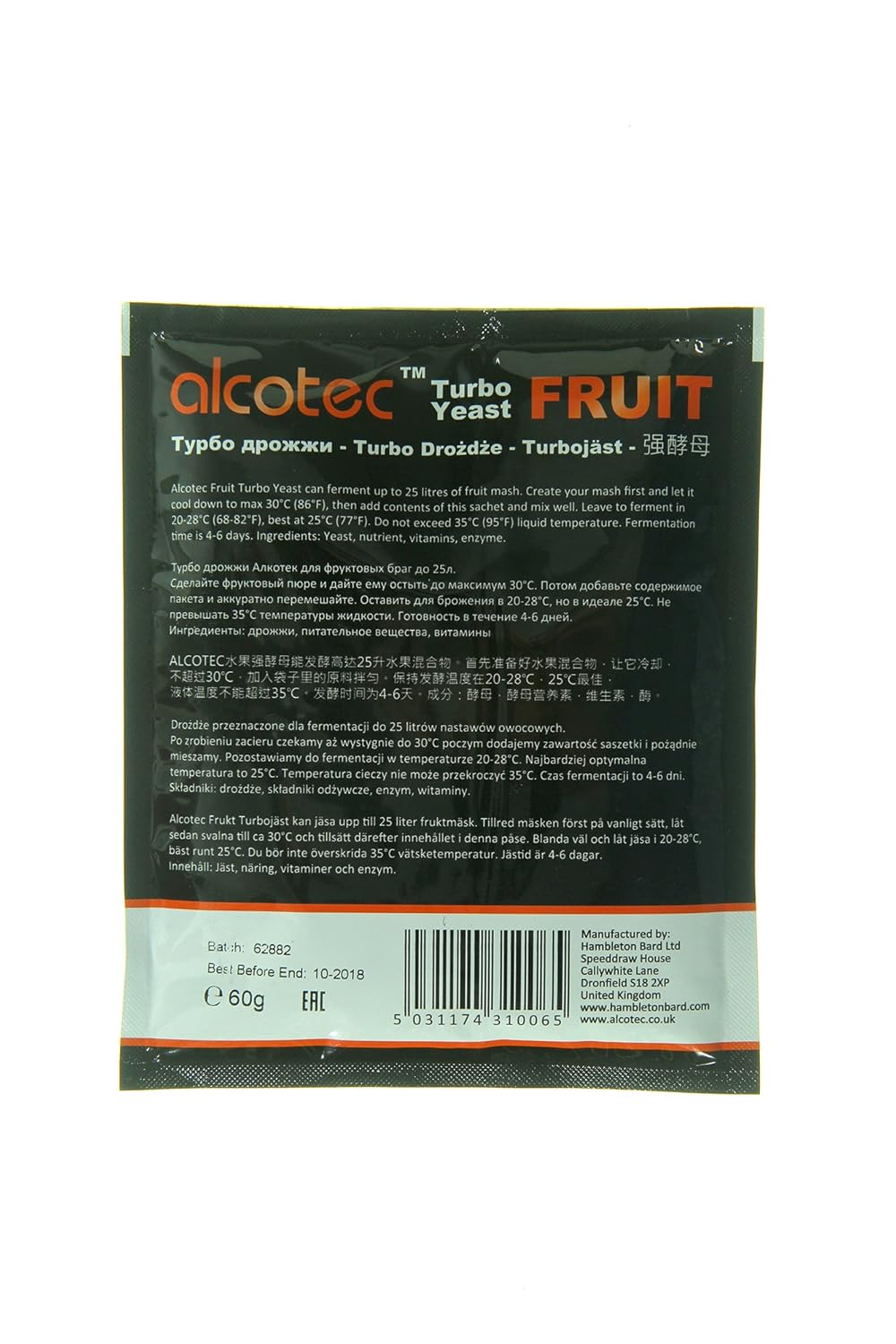 Alcotec Fruit Turbo Yeast | Unlock Exquisite Taste with Alcotec Fruit Turbo Yeast | Brewers Yeast Powder| Wine Yeast for Wine Making | (Pack of 6)