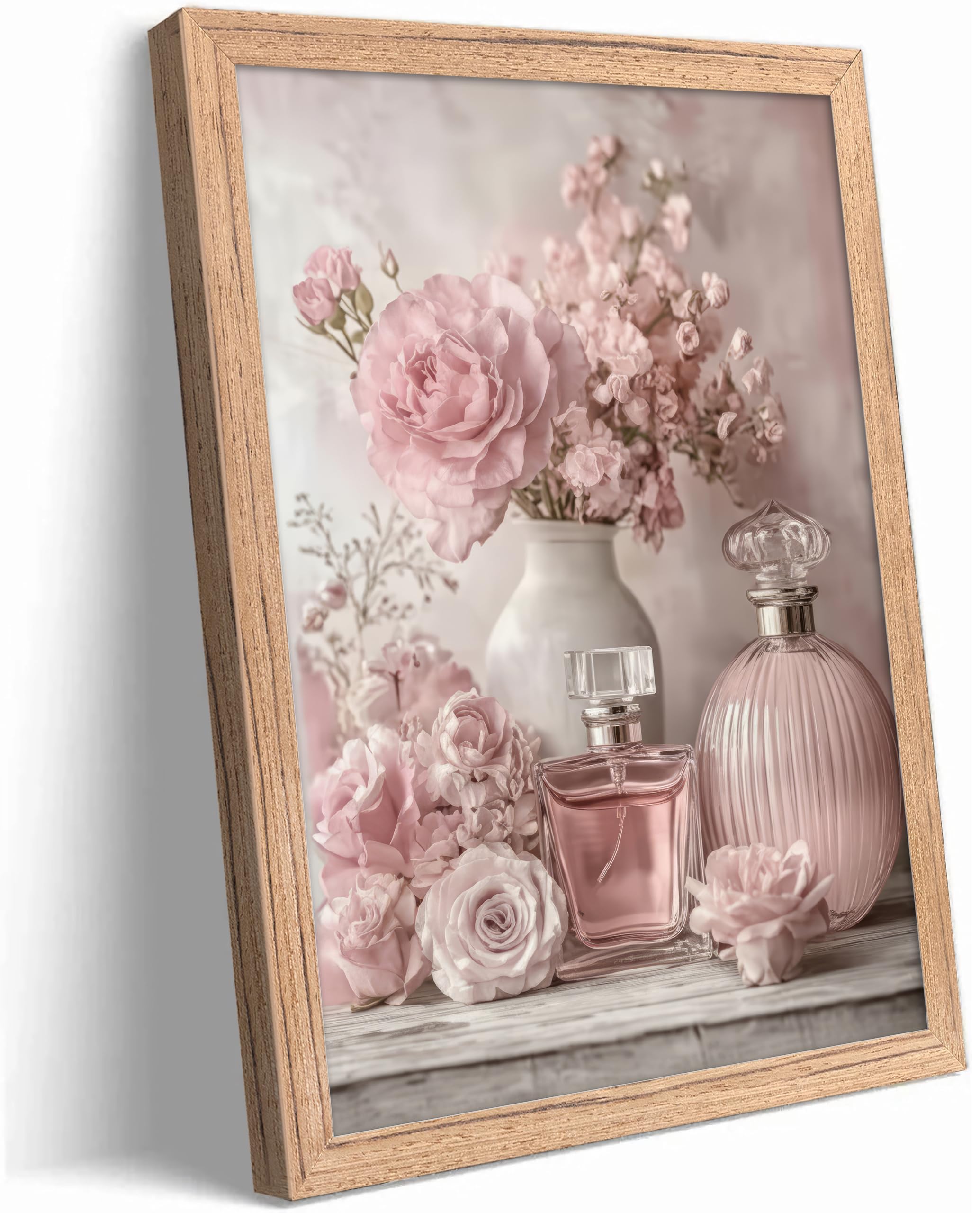 Framed Funny Bathroom Canvas Wall Art,Pink Daisy Floral Botanical Painting Picture Wall Decor,Minimalist Toilet Paper Flower Poster Print Artwork,for Restroom Toilet Home Decoration, — view 9