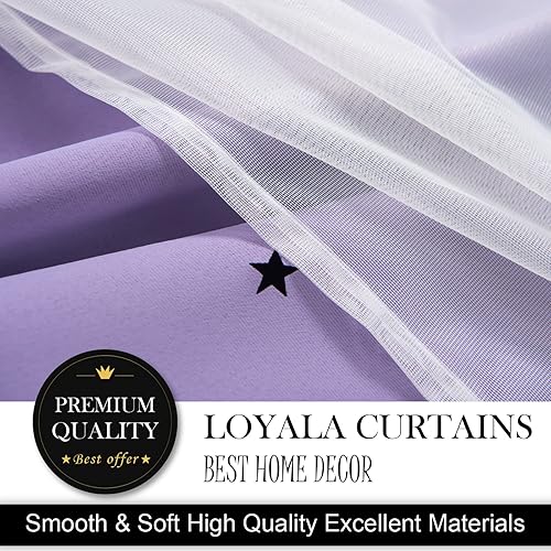 Miniatura 6 de Cortinas opacas de doble capa para dormitorio, niños, bonitas, 72 pulgadas de largo, juego de 2 paneles, morado, 42 x 72 pulgadas