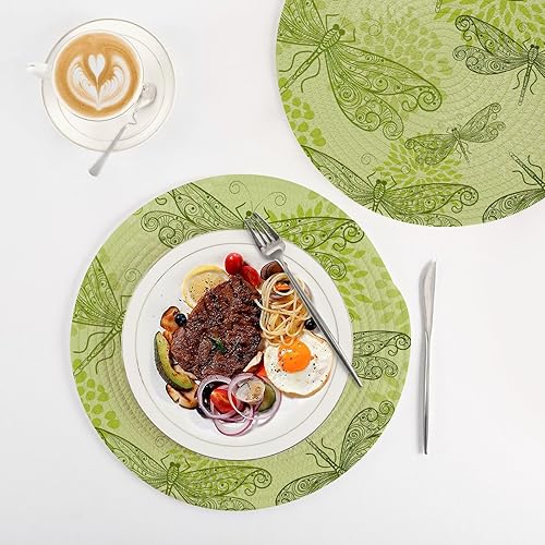 Miniatura 4 de 3 Pcs Trivet Pot Holder Flying Green Dragonflies Flowers for Hot Pots and Pans 15in Cotton Thread Weave Large Coasters Cotton Mat for Bowl Camper