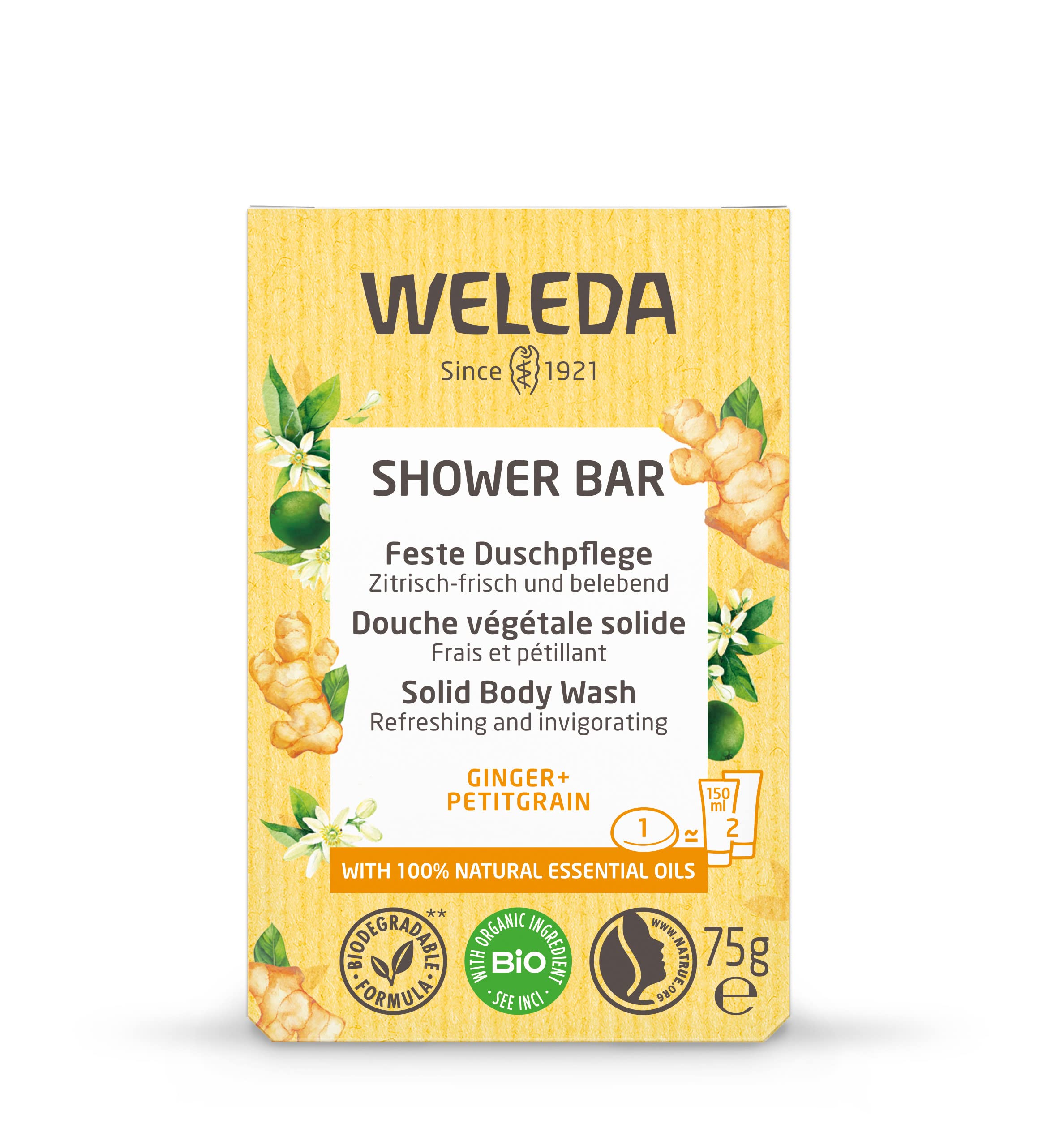 Weleda Ginger and Petitgrain Shower Bar, Clear