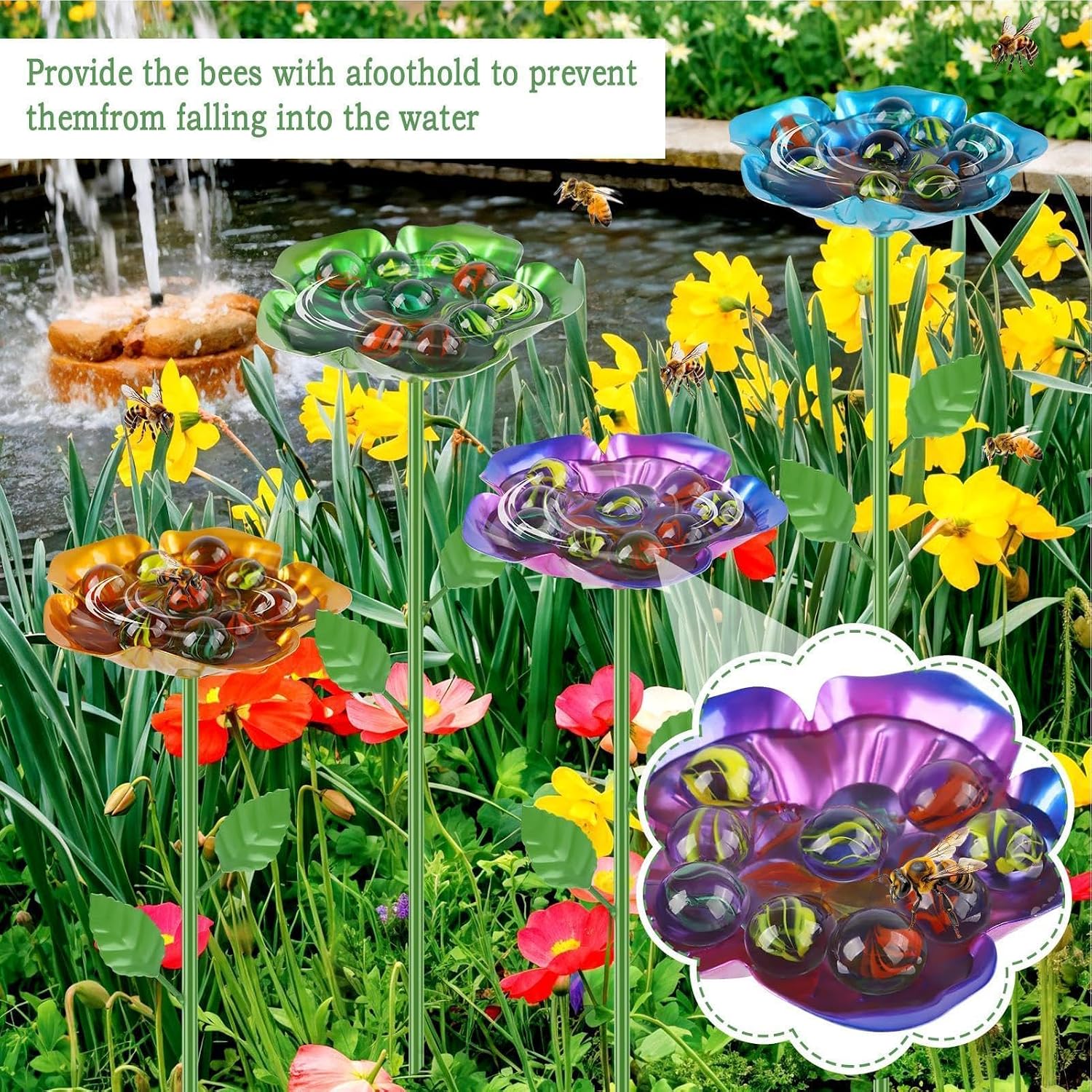 Bee Bath Flower Waterer Garden Decor image 5