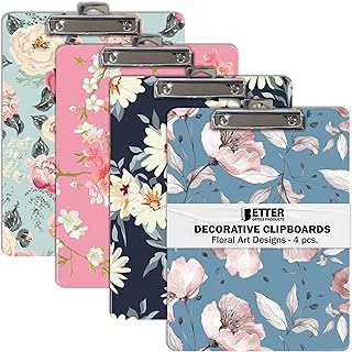 Better Office Products Fashion Clipboard (4 Pack), Standard A4 Letter Si...