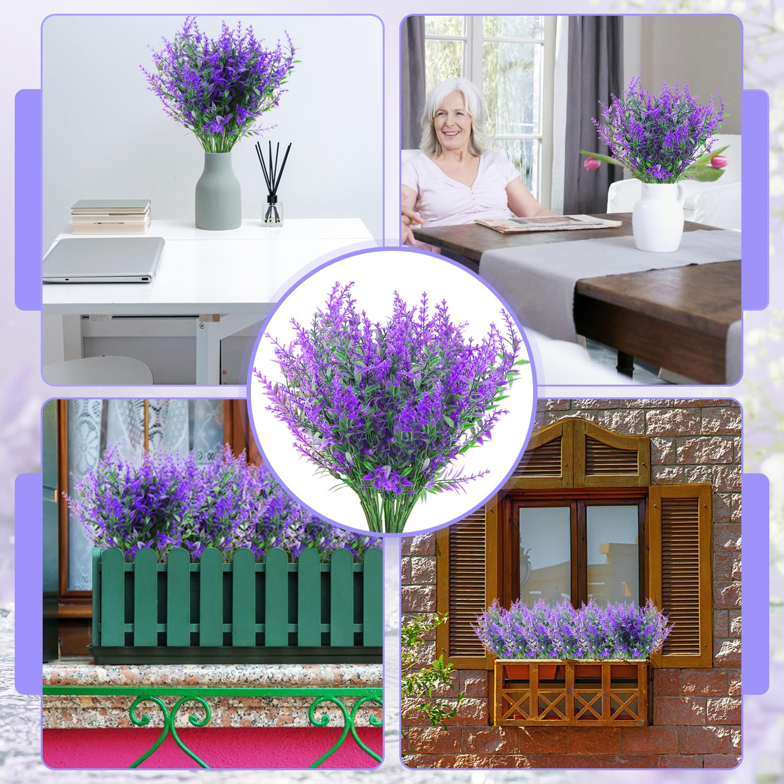 6 Fleurs Artificielles Extérieur Résistantes UV - Décoration Jardin, Balcon, Fenêtre - Lot Multicolor