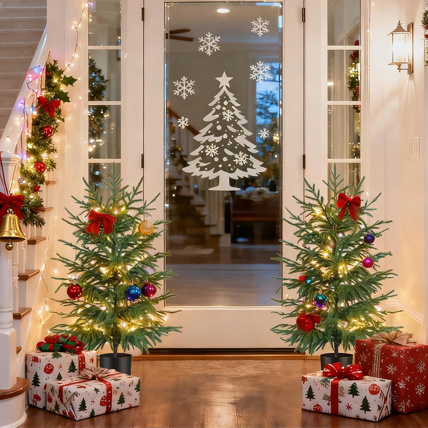 3FT Artificial Norfolk Pine Tree, Realistic UV Rated Shrubs Fake Potted Plants, Faux Trees Bushes for Christmas Decorations Outdoor Indoor Home Front Porch Decor