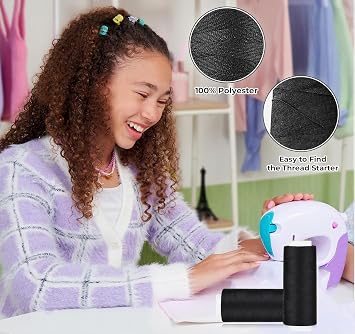 2 Pcs Black Polyester Sewing Thread - 110 Yards Each, Universal for Machine and Hand Sewing, Ideal for All Materials and Fabrics