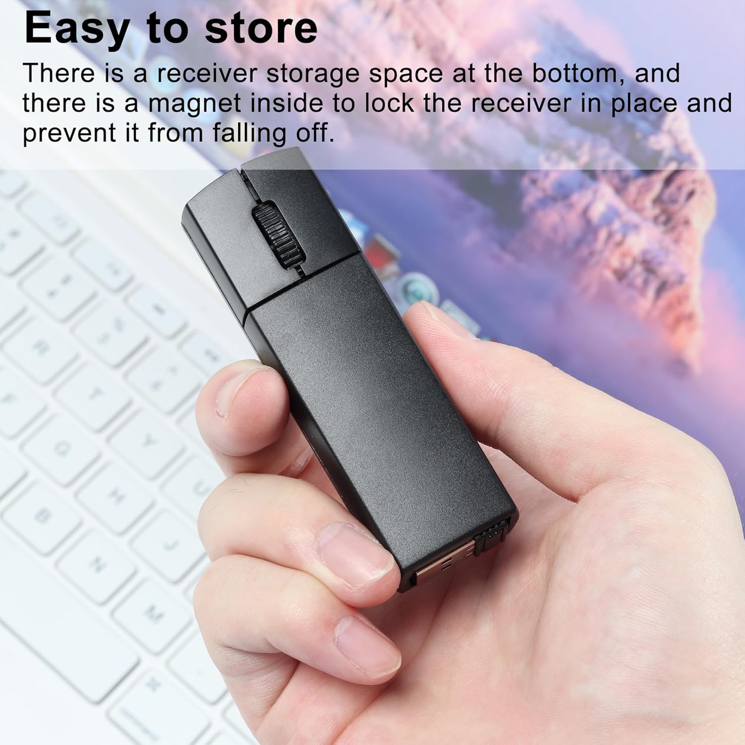 Wireless Bluetooth Mouse, Mini 3-Mode (BT4.0/5.0+2.4G) Noiseless Rechargeable Travel Mice with Mouse Case, 3 Buttons 1200 DPI Ultra Lightweight Portable Wireless Mice for Desktop Laptops PC（Black）