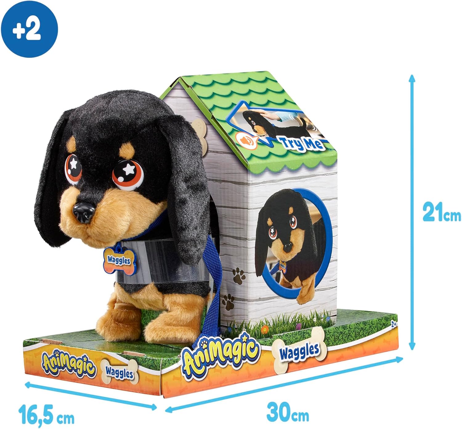 Bizak Animagic Waggles 64559091 Interactive Plush Toy, from 2 Years, Cute and Funny Dachshund, Very Soft, Walks, Barks and Wiggling its Tail