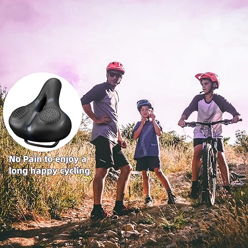 Miniatura 5 de ROCKBROS Asiento de Bicicleta para Hombres Mujeres Cómodo Ancho Asiento de Gel de Reemplazo, Sillín de Bicicleta Resistente al Agua y Transpirable,