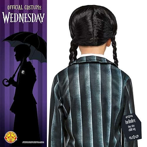 Miniatura 2 de Rubie's - Peluca de disfraz de miércoles para niña, como se muestra, talla única