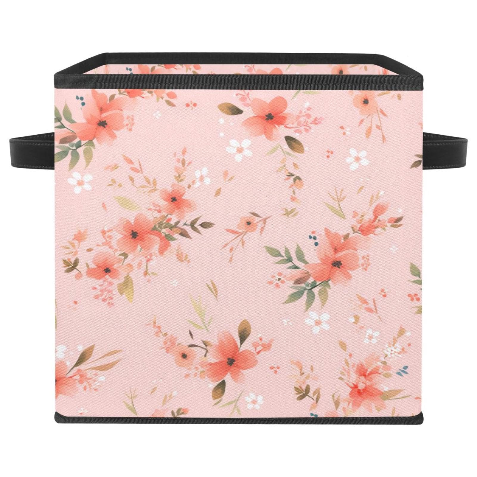 Boîte de rangement pliable avec poignées en cuir robuste et structure cube grand volume