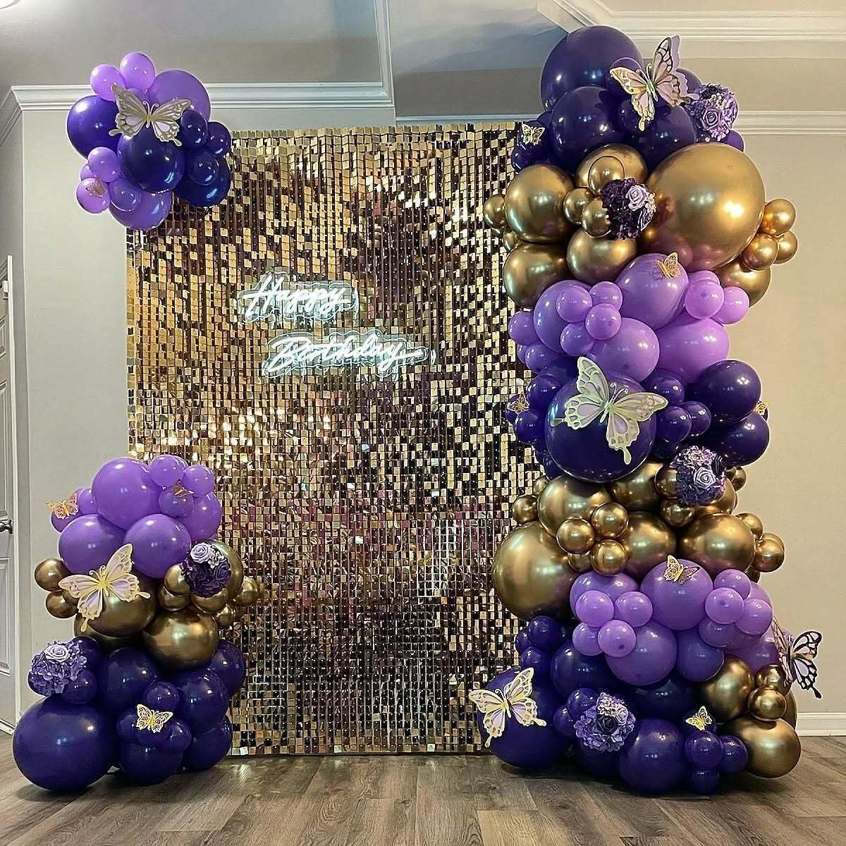 Purple and Gold Balloons Garland Arch Kit - 5 10 12 18 inch Different Size Purple Dark Purple Metallic Gold Balloons for Birthday Baby Shower Anniversary Adults Prom Luxury Party Decorations image 4