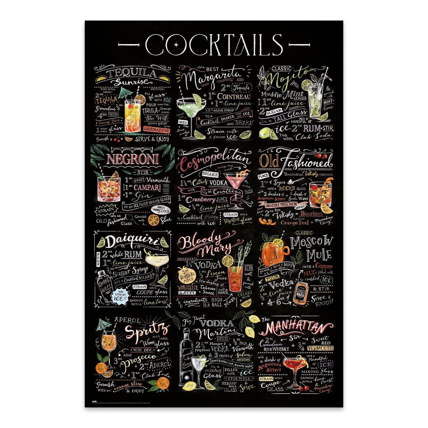 Grupo Erik Poster Coctails - 36 x 24 inches / 91.5 x 61 cm - Shipped Rolled Up - Cool Posters, Art Poster, Wall Posters & Prints