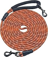 BTINESFUL 30FT Long Dog Training Leash - Reflective Heavy Duty 3/8" Rope with Soft Handle for Medium Large Dogs, Hiking, Camping, Play (Orange)