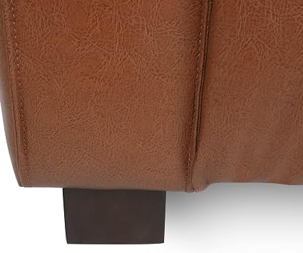 Mid Century Modern 3 Seater Deep Seat Sofas with Birch Wood Legs, 80.25'' Leather Couch,Smooth Upholstered Couch for Living Room, Office,Apartment, Brown