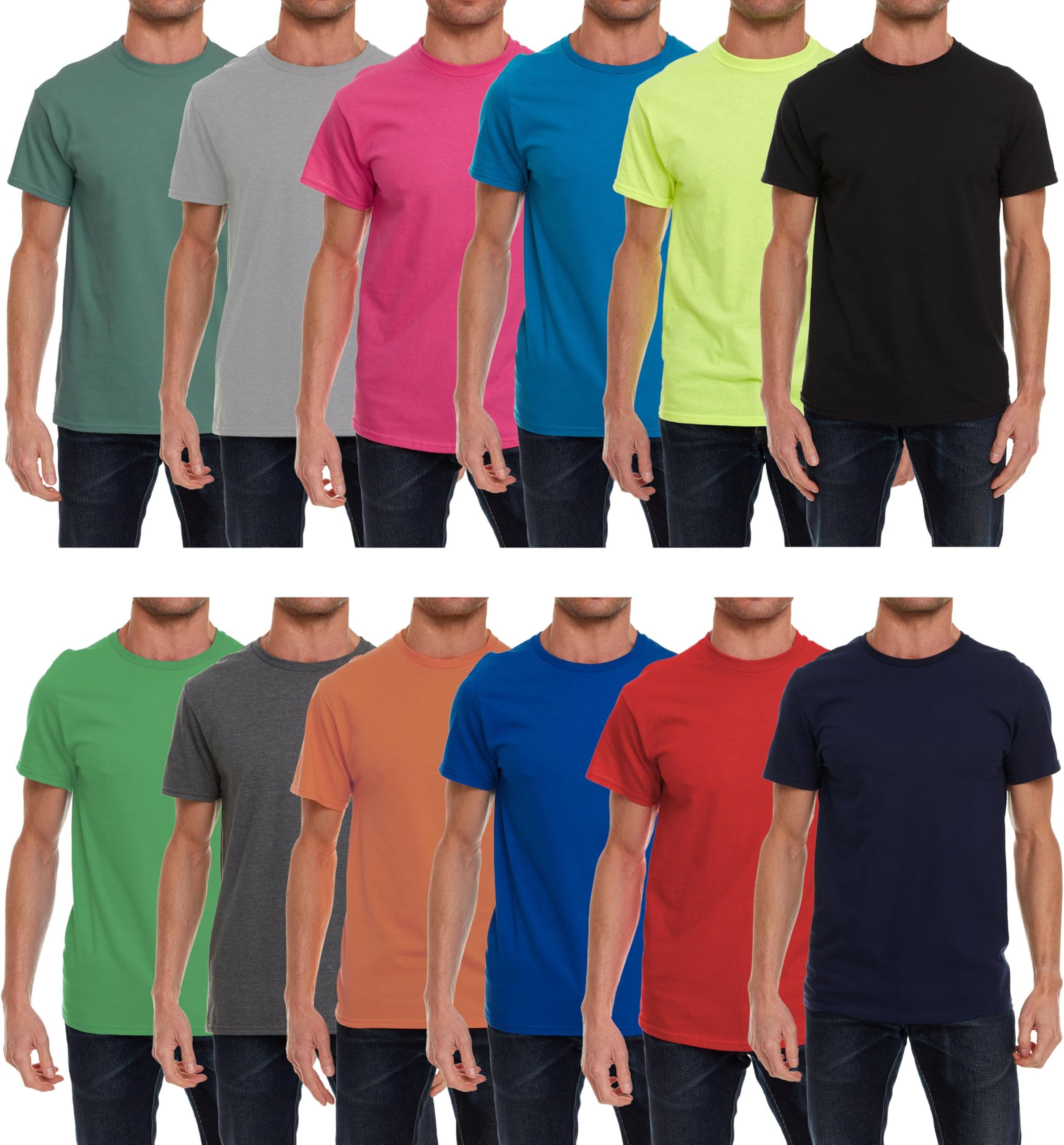 12 Pack Plus Size Men's Cotton T-Shirts Bulk Big & Tall, Premium Fitted, Lightweight Classic Short Sleeve Tees