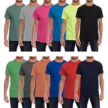 SOCKSNBULK 12 Pack Wholesale Mens Soft Cotton Slim Fit Crew Neck Short Sleeve T-Shirts Mix Colors Bulk Size