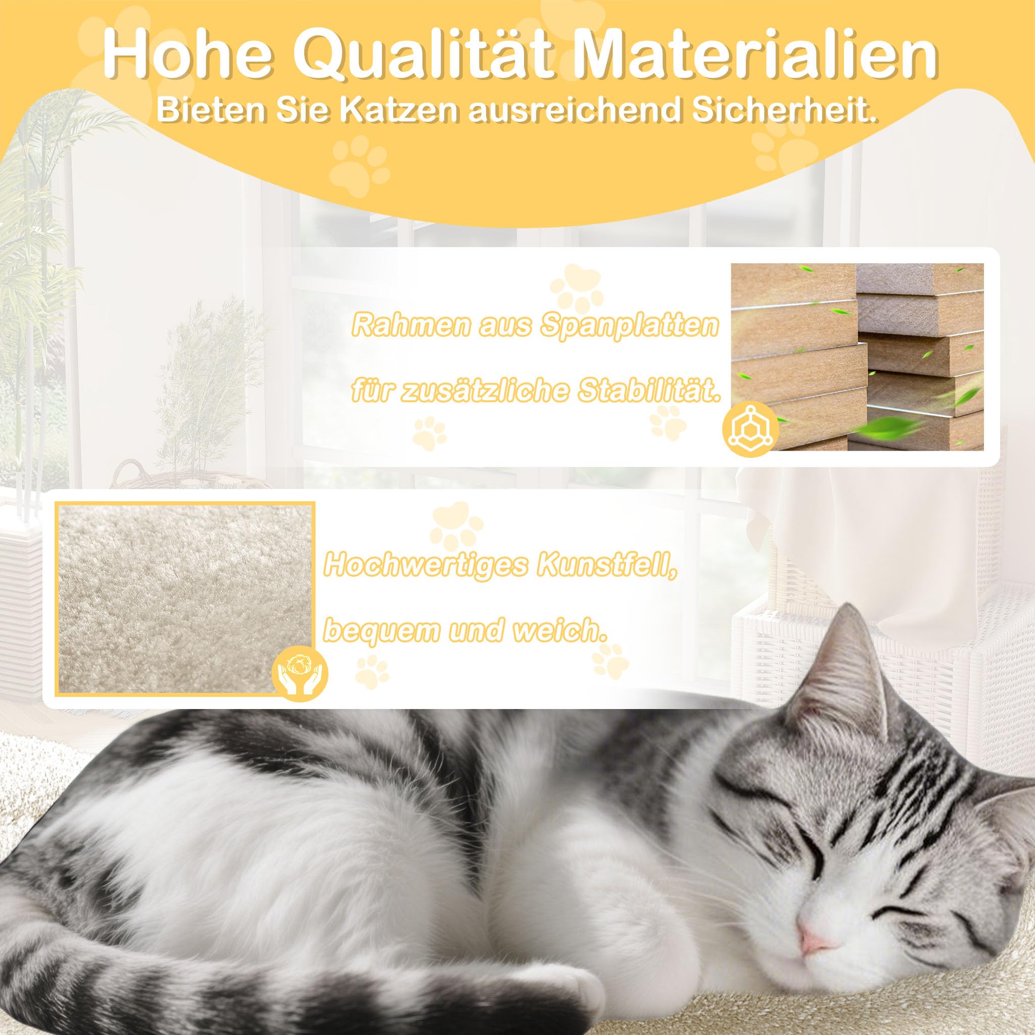 UISEBRT Tiragraffi alto 130 cm, torre per gatti a più piani, con pali in sisal, piattaforme e grotta per gatti, stabile tiragraffi per gatti (tipo A, beige)