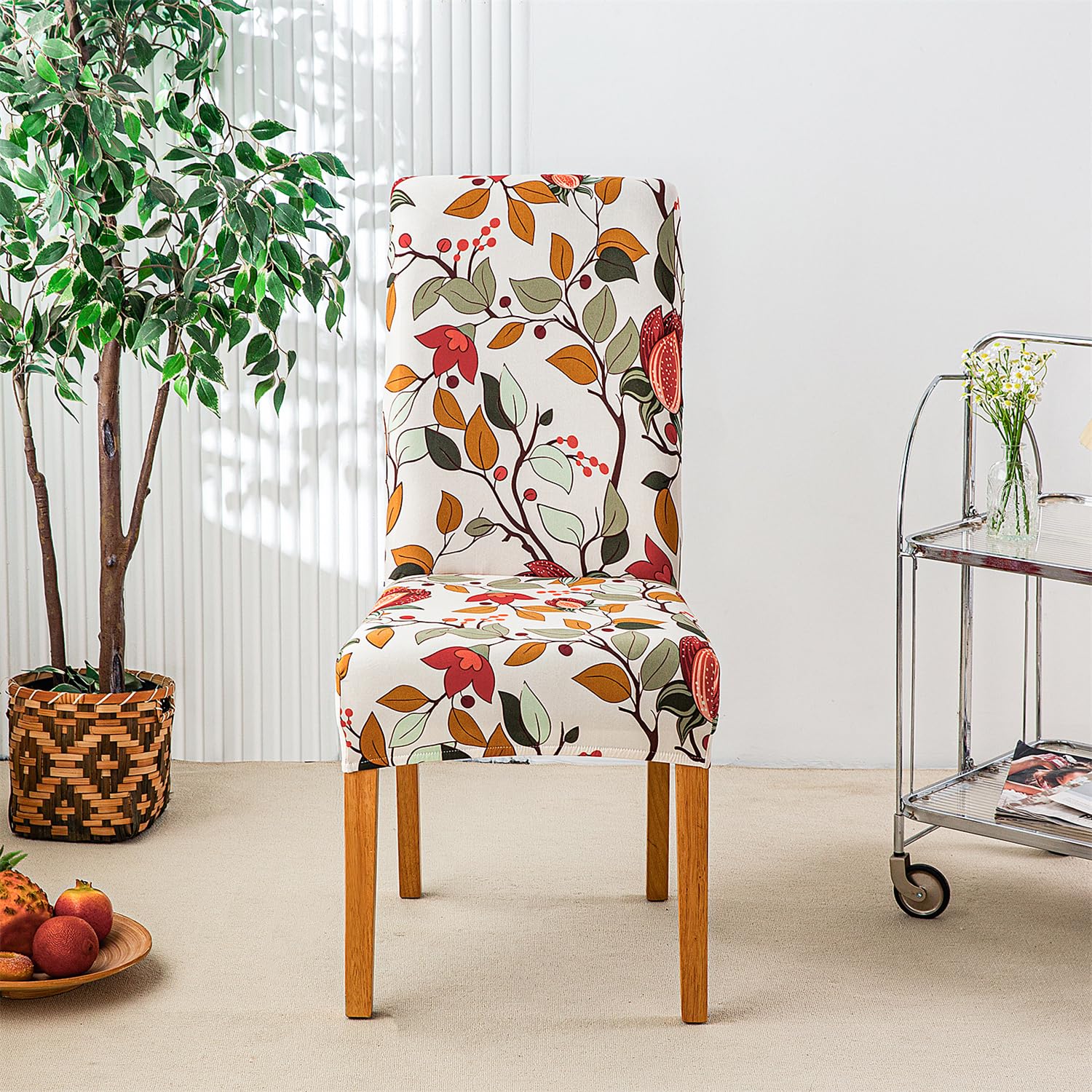 HZDHCLH Chair Covers Slipcovers 4/6 PCs Stretch Removable Washable Short Dining Chair Protector Cover Seat for Hotel,Dining Room,Ceremony (flower buds,6 PCS) - Image 3