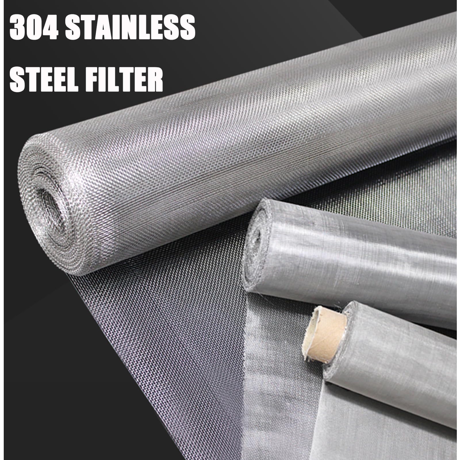 304 Edelstahl-Drahtgitter-Rolle, 20–30 Maschen, silberfarben, 1 x 1 m, korrosionsbeständig, ideal für DIY-Projekte, Filtration und Gartengebrauch.